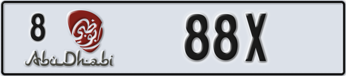 abu dhabi License Plate Number 88X Code 8