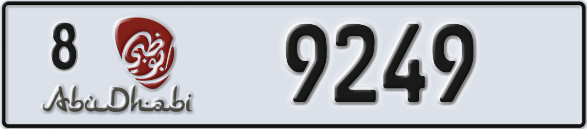 abu dhabi License Plate Number 9249 Code 8