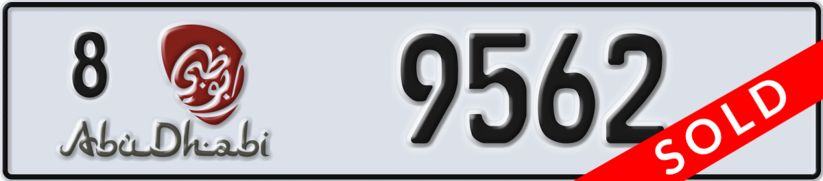 abu dhabi License Plate Number 9562 Code 8