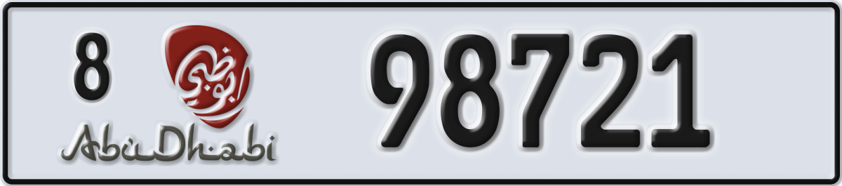 abu dhabi License Plate Number 98721 Code 8