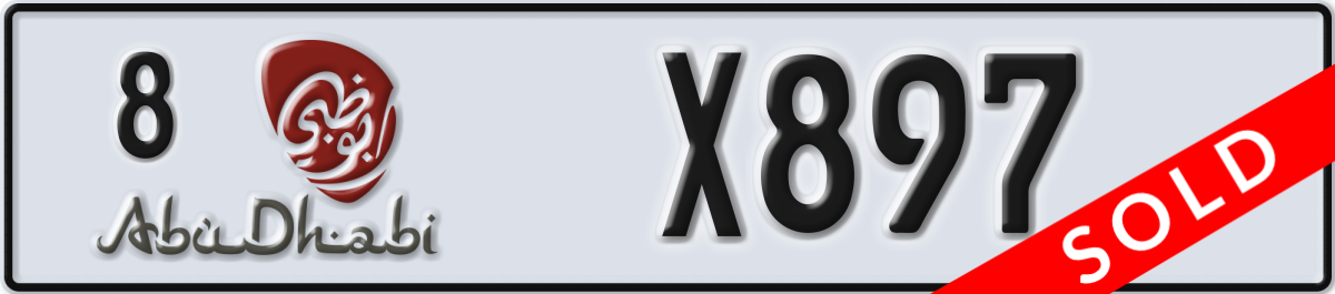 abu dhabi License Plate Number X897 Code 8