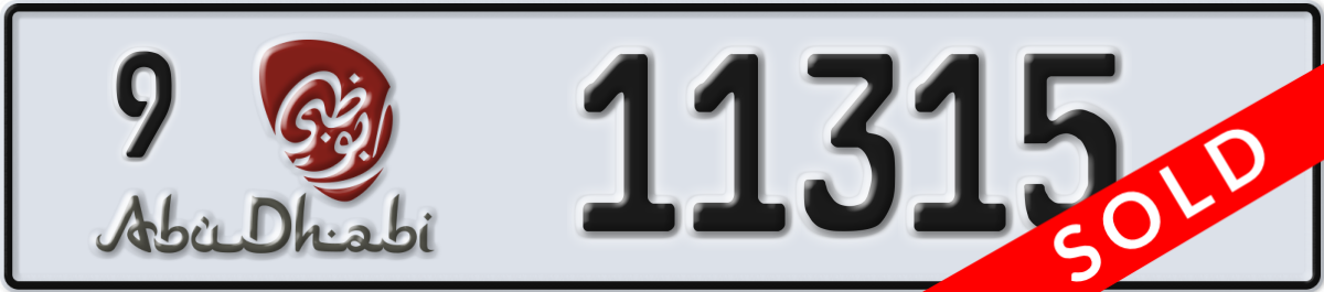 abu dhabi License Plate Number 11315 Code 9