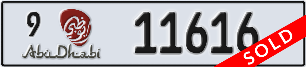 abu dhabi License Plate Number 11616 Code 9