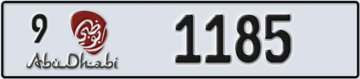 abu dhabi License Plate Number 1185 Code 9