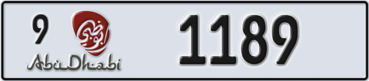 abu dhabi License Plate Number 1189 Code 9