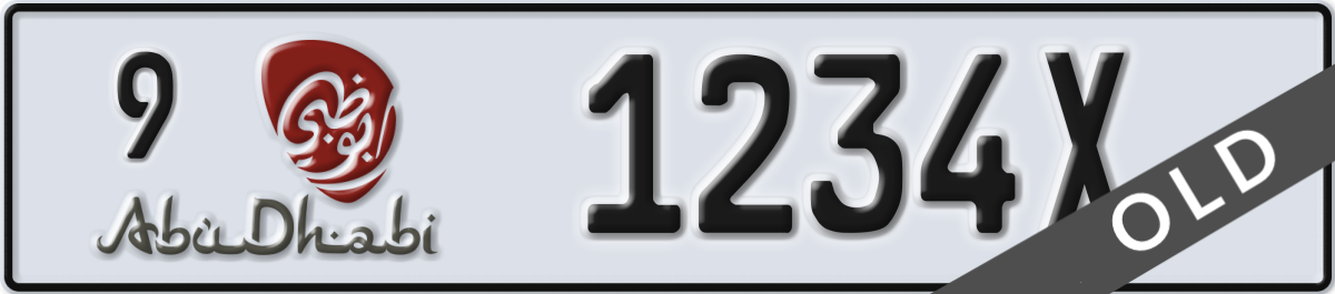 abu dhabi License Plate Number 1234X Code 9