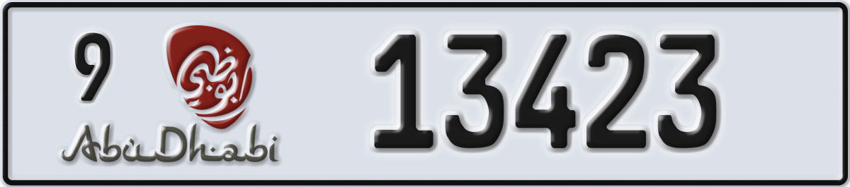abu dhabi License Plate Number 13423 Code 9