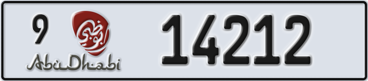 abu dhabi License Plate Number 14212 Code 9