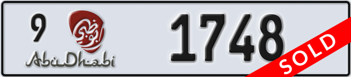 abu dhabi License Plate Number 1748 Code 9