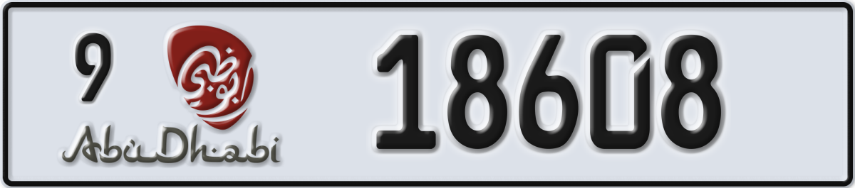 abu dhabi License Plate Number 18608 Code 9