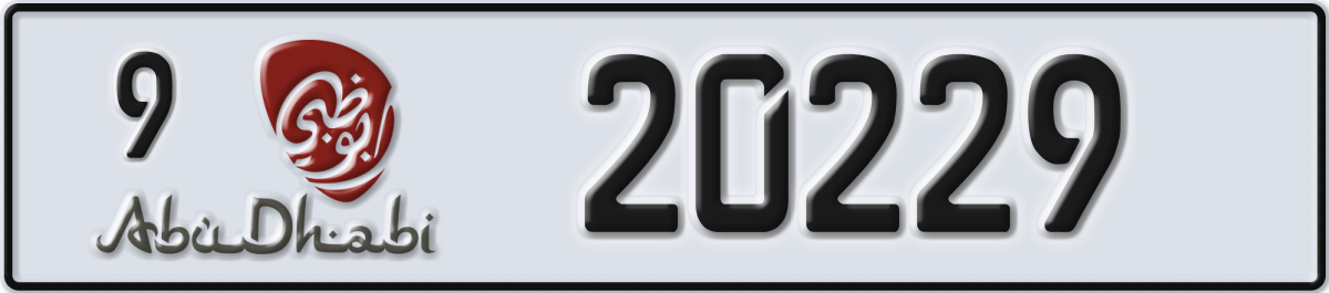 abu dhabi License Plate Number 20229 Code 9