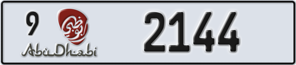 abu dhabi License Plate Number 2144 Code 9