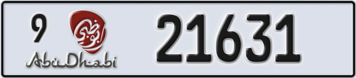 abu dhabi License Plate Number 21631 Code 9