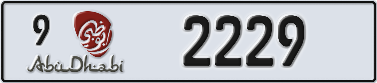 abu dhabi License Plate Number 2229 Code 9