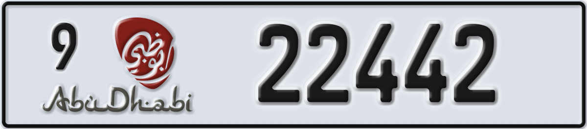 abu dhabi License Plate Number 22442 Code 9