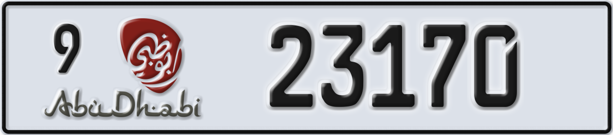 abu dhabi License Plate Number 23170 Code 9