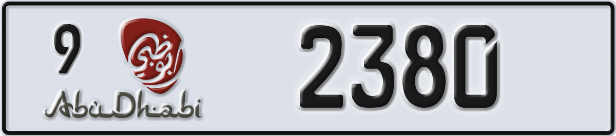 abu dhabi License Plate Number 2380 Code 9