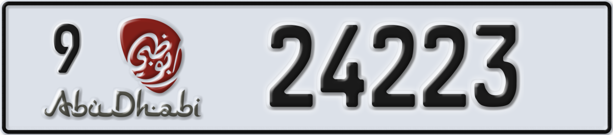 abu dhabi License Plate Number 24223 Code 9