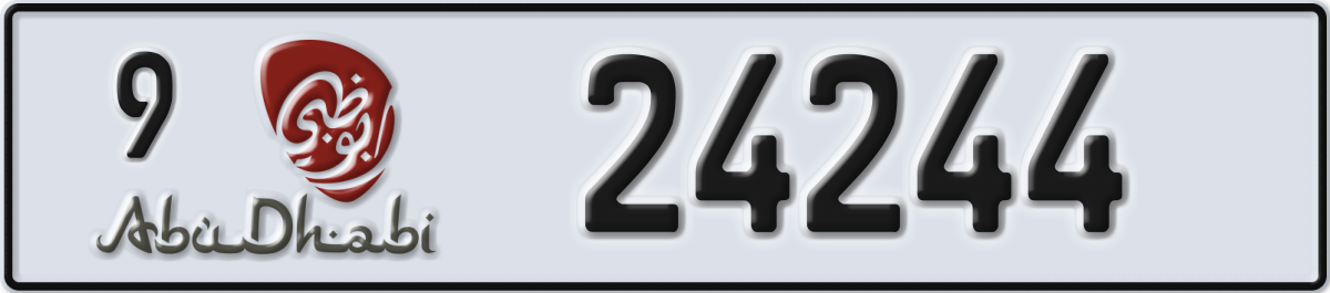 abu dhabi License Plate Number 24244 Code 9