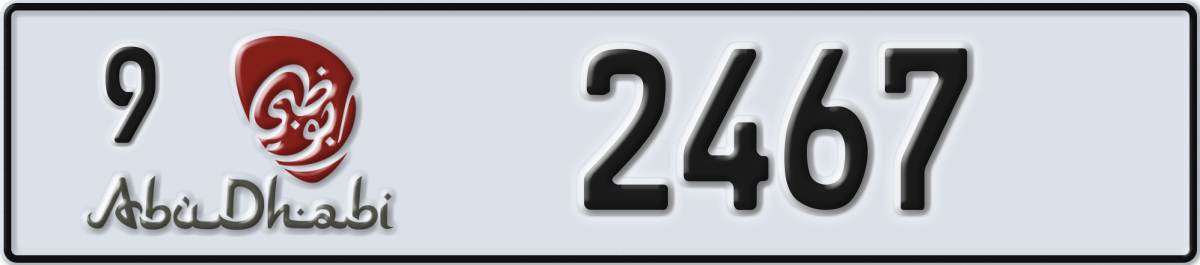 abu dhabi License Plate Number 2467 Code 9