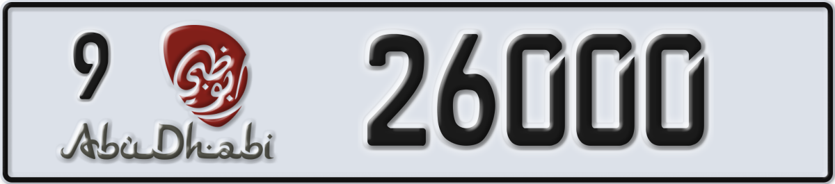 abu dhabi License Plate Number 26000 Code 9