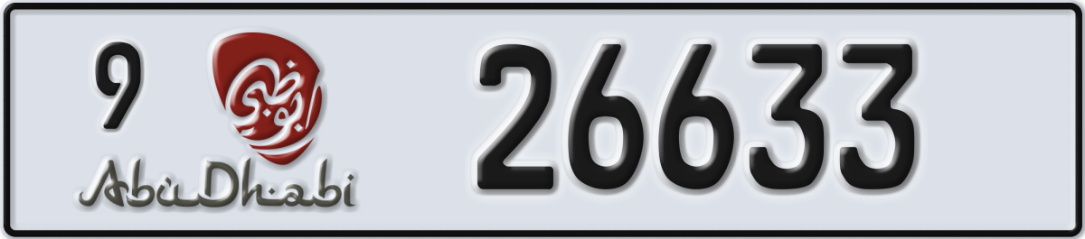 abu dhabi License Plate Number 26633 Code 9