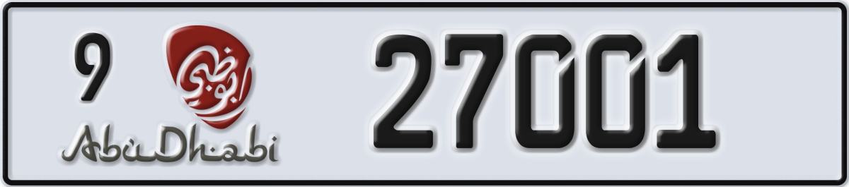 abu dhabi License Plate Number 27001 Code 9