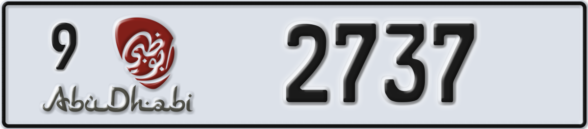 abu dhabi License Plate Number 2737 Code 9