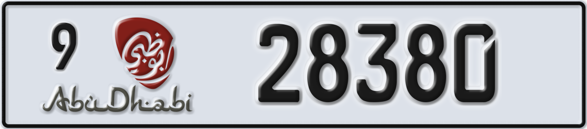 abu dhabi License Plate Number 28380 Code 9