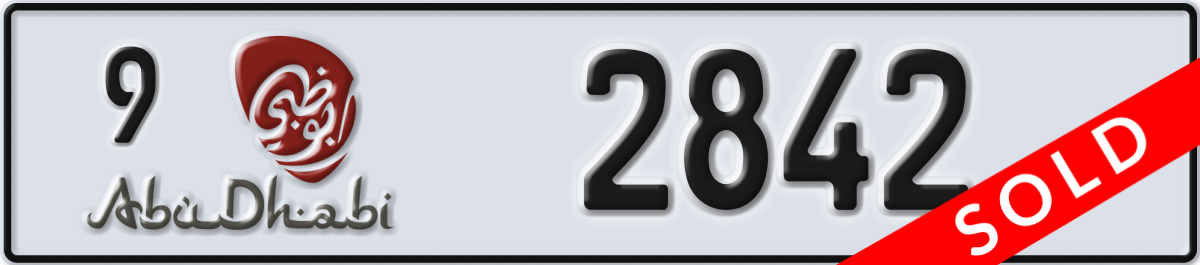 abu dhabi License Plate Number 2842 Code 9