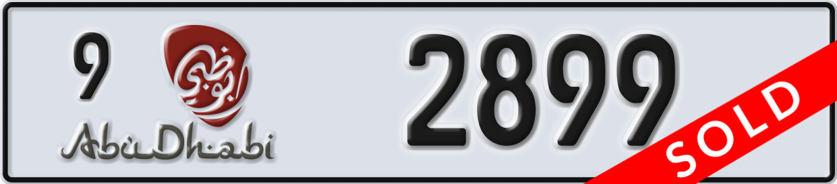 abu dhabi License Plate Number 2899 Code 9