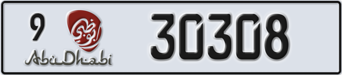 abu dhabi License Plate Number 30308 Code 9
