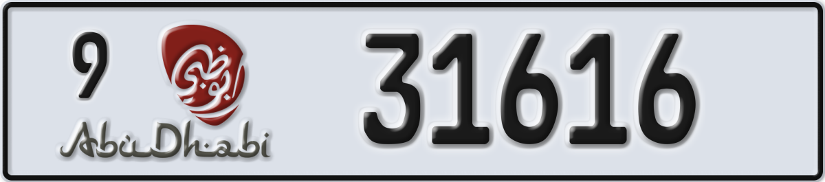 abu dhabi License Plate Number 31616 Code 9