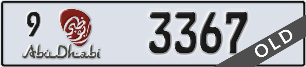 abu dhabi License Plate Number 3367 Code 9