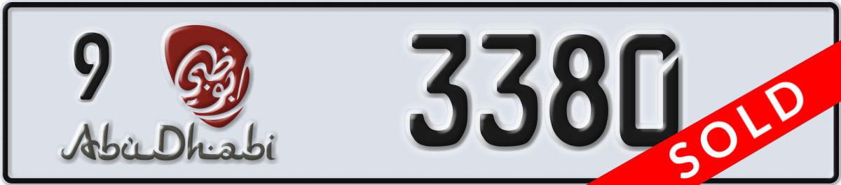 abu dhabi License Plate Number 3380 Code 9