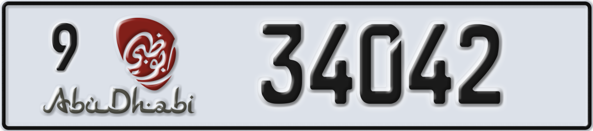 abu dhabi License Plate Number 34042 Code 9