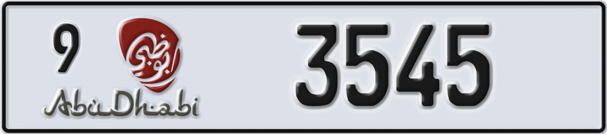 abu dhabi License Plate Number 3545 Code 9