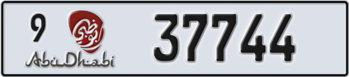 abu dhabi License Plate Number 37744 Code 9
