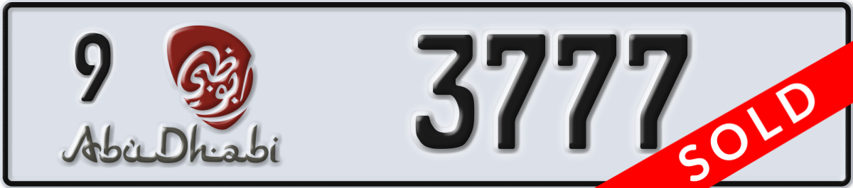 abu dhabi License Plate Number 3777 Code 9