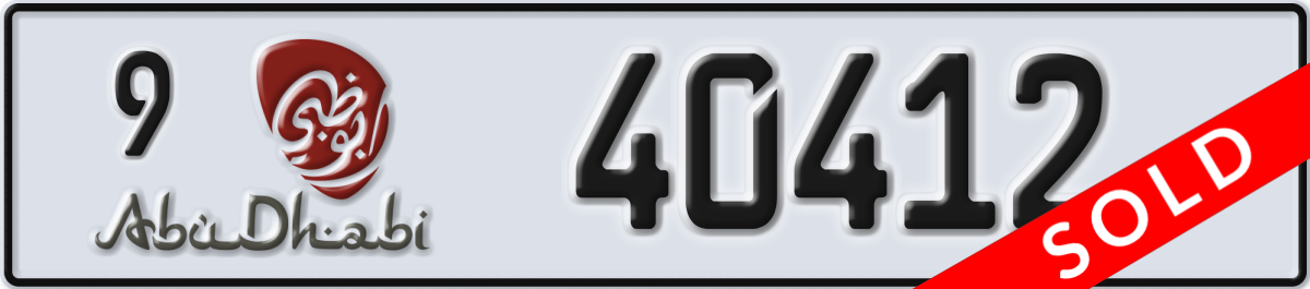 abu dhabi License Plate Number 40412 Code 9