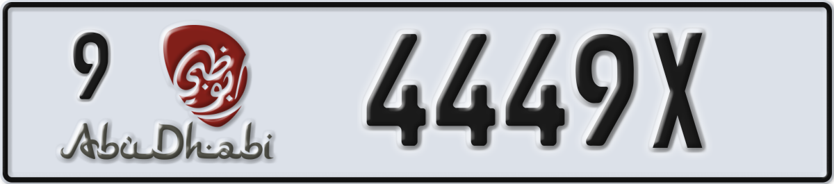 abu dhabi License Plate Number 4449X Code 9