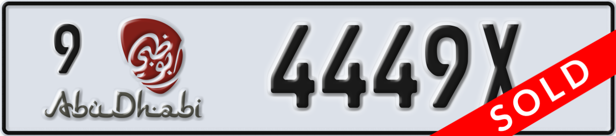 abu dhabi License Plate Number 4449X Code 9