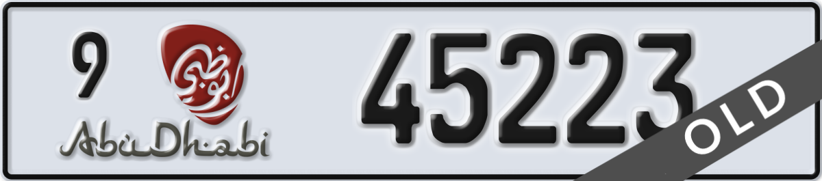 abu dhabi License Plate Number 45223 Code 9