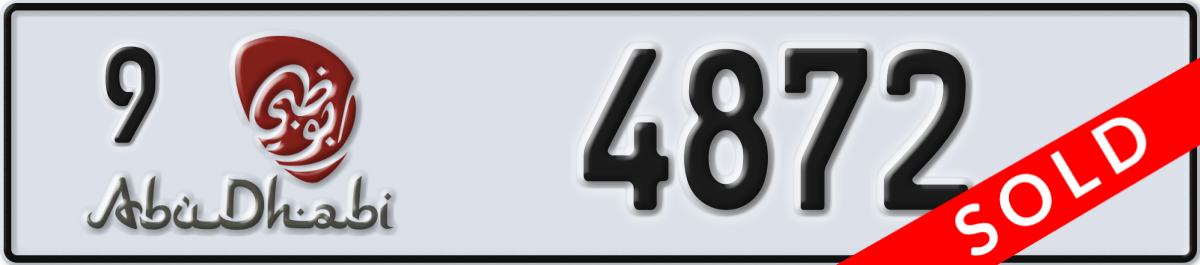 abu dhabi License Plate Number 4872 Code 9