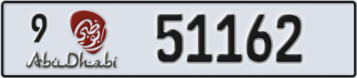 abu dhabi License Plate Number 51162 Code 9