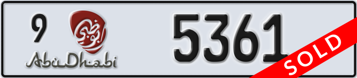 abu dhabi License Plate Number 5361 Code 9