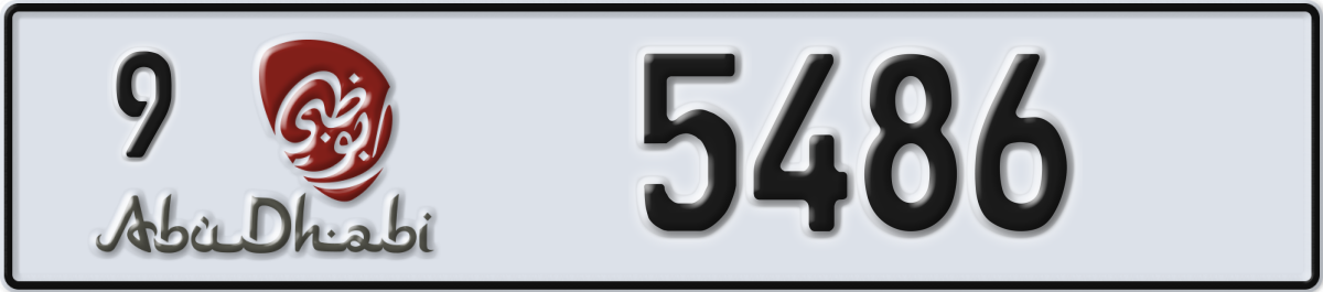abu dhabi License Plate Number 5486 Code 9