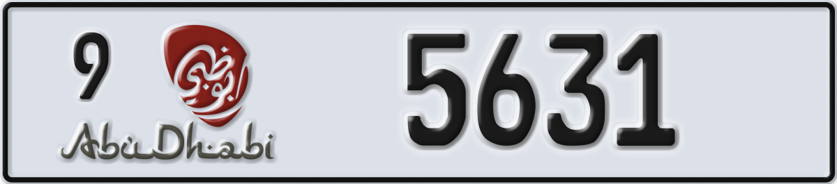 abu dhabi License Plate Number 5631 Code 9