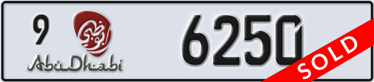 abu dhabi License Plate Number 6250 Code 9