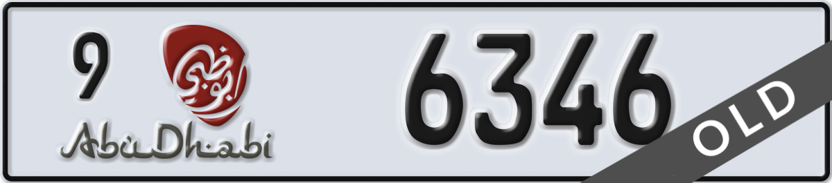 abu dhabi License Plate Number 6346 Code 9